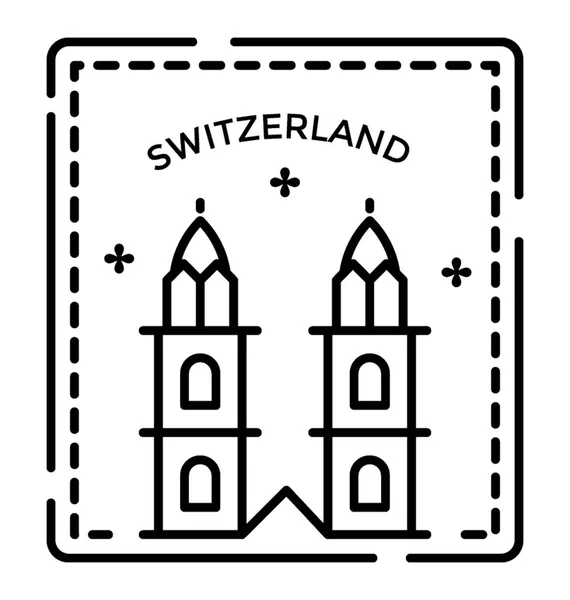 Land Logo Zwitserland Stempel Pictogram — Stockvector