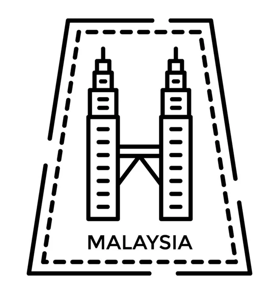 Logotipo Viaje Asia Icono Del Sello Malasia — Vector de stock