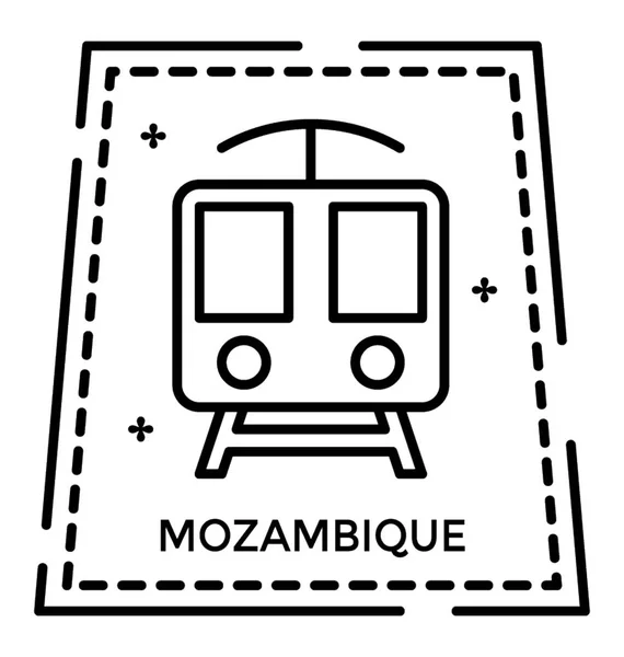 Mozambique Sello Icono Línea — Vector de stock