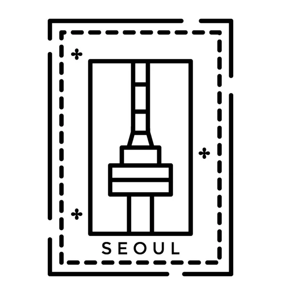 Etiqueta Coreana Del Icono Seúl — Vector de stock