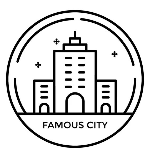 Ícone Linha Famoso Ícone Logotipo Cidade — Vetor de Stock