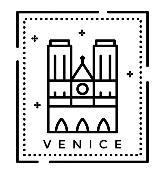 Veneza Itália Carimbo Vetor Ícone Linha — Vetor de Stock