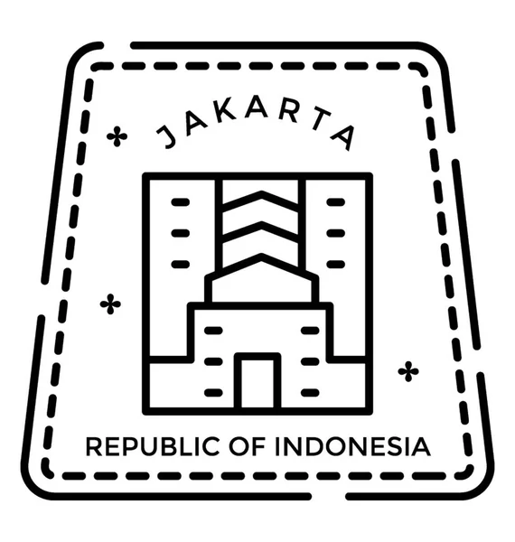 Jakarta Stamp Ikon Baris Negara Bagian Indonesia - Stok Vektor