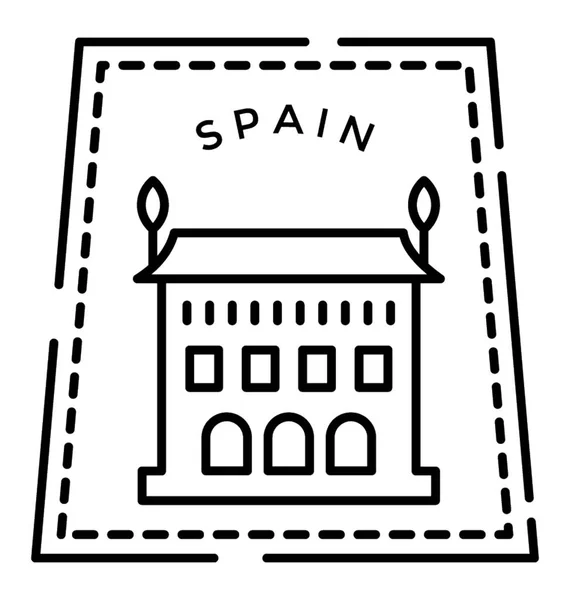 Spain Stamp Line Icon — Stock Vector