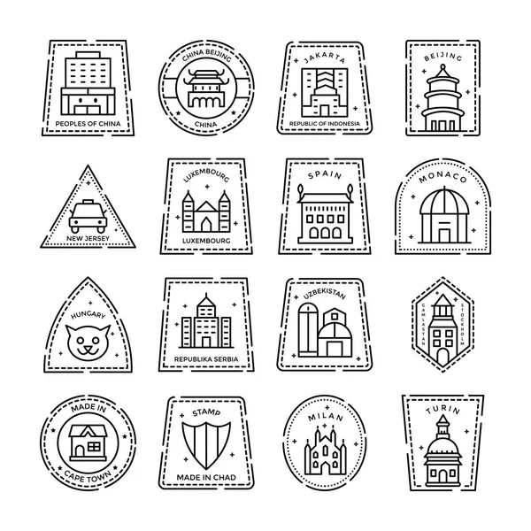 Passport Labels Icon Pack — Stock Vector