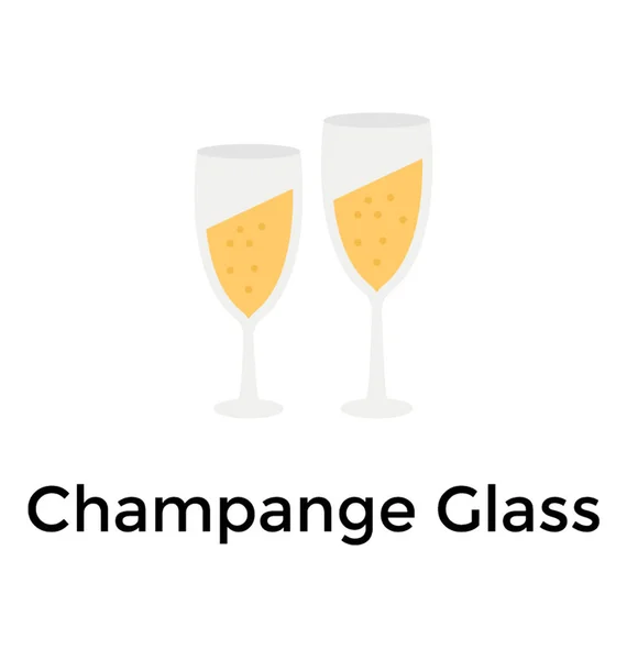 Champagner Glas Flache Ikone Design — Stockvektor