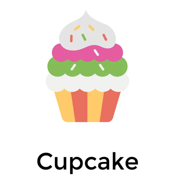 Cupcake Plana Vector Ícone — Vetor de Stock