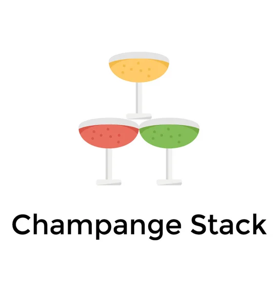 Flache Ikone Design Des Champagnerstapels — Stockvektor