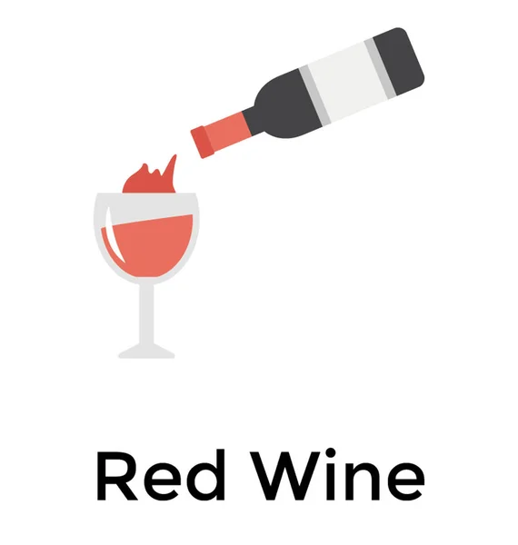 Vino Tinto Icono Plano Vector — Vector de stock