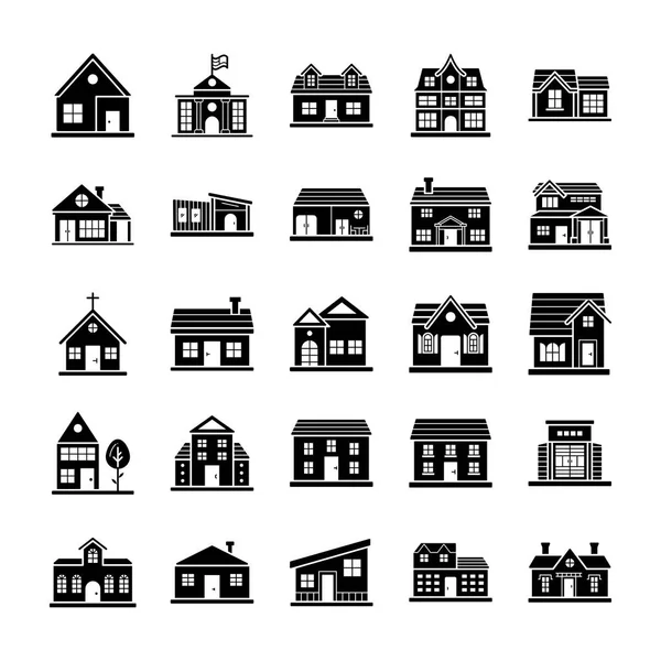 住宅設計のアイコンのコレクション — ストックベクタ