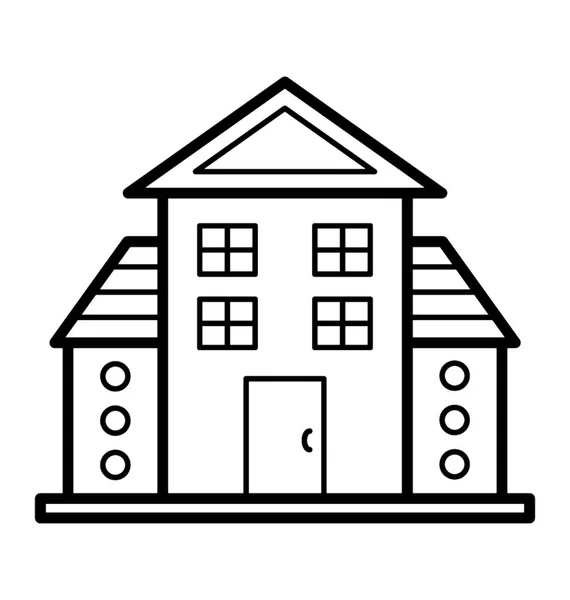 Residential Building Line Icon — Stock Vector