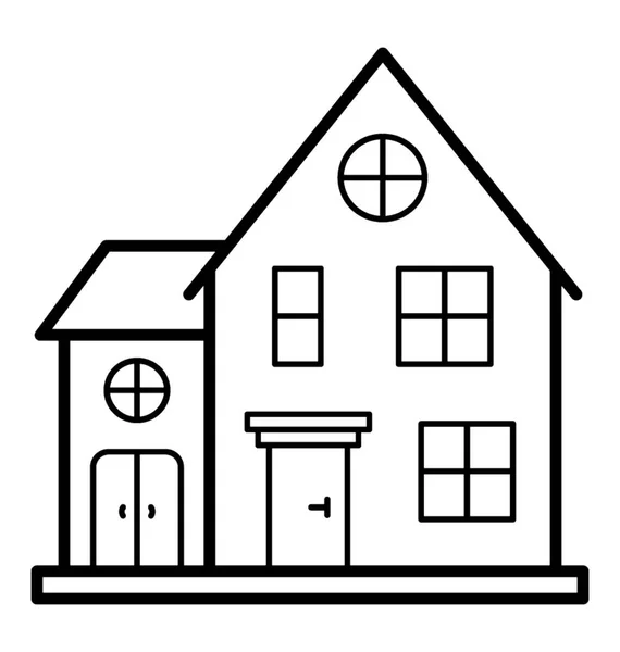 Bungalow Architecture Line Icon — Stock Vector