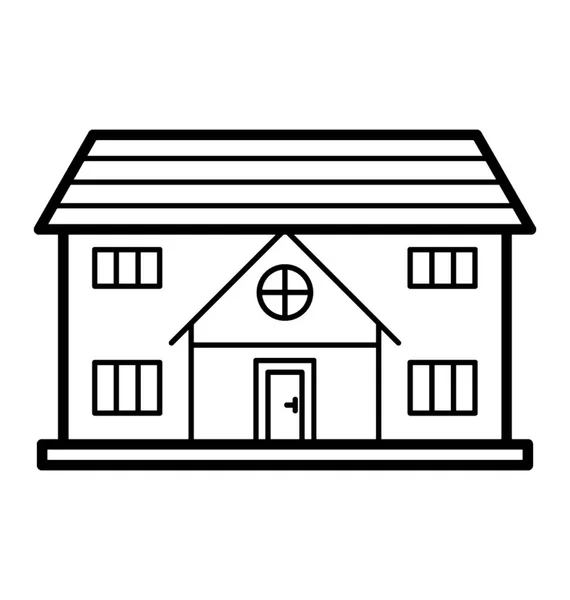 Residential Building Line Icon — Stock Vector