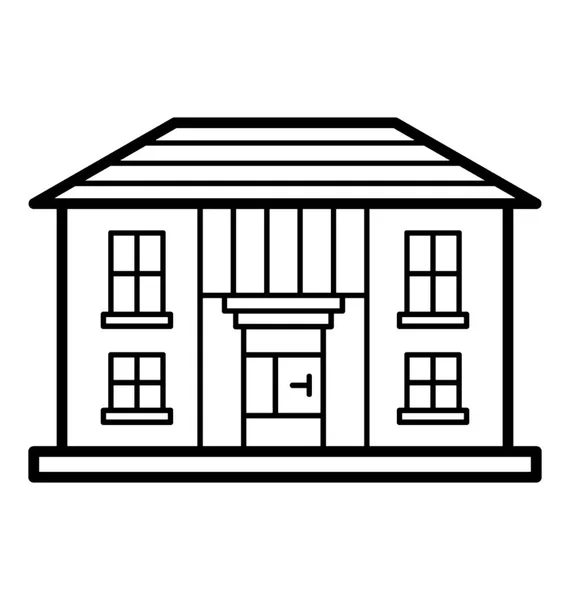 Casa Urbana Línea Icono — Vector de stock