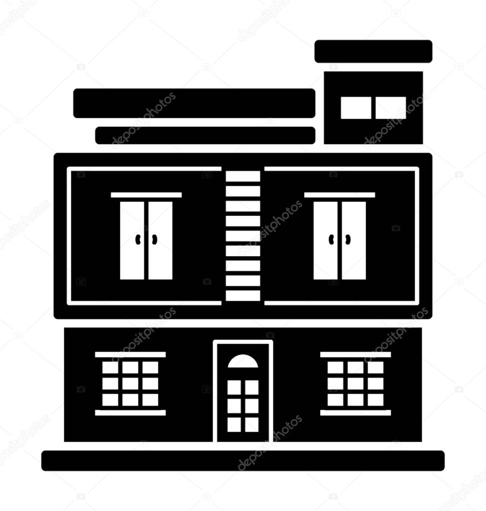 Bir home, mansion glyph icon 