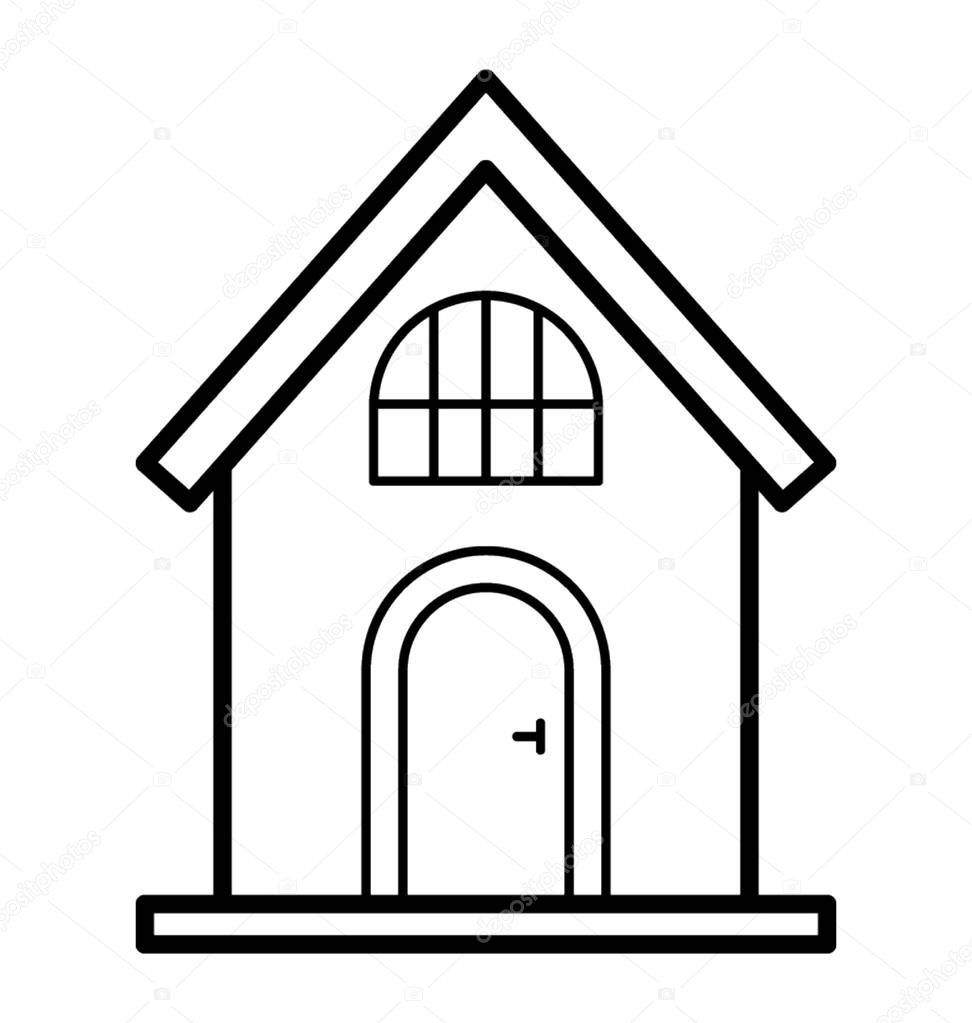 Line icon of a shack home