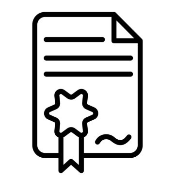 Sertifika veya diploma satır simge vektör 