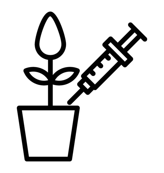 Saksılı Bitki Bitki Test Etmek Için Bir Simgeyi Gösterme Şırınga — Stok Vektör