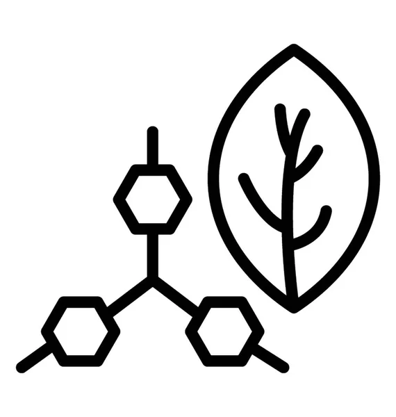 Folha Árvore Com Estrutura Molecular Mostrando Ícone Para Bioquímica — Vetor de Stock