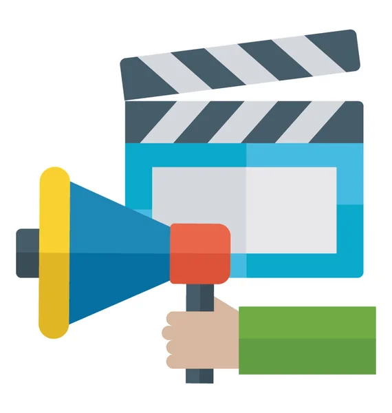 Flat Detailed Icon Video Promotion — Stock Vector