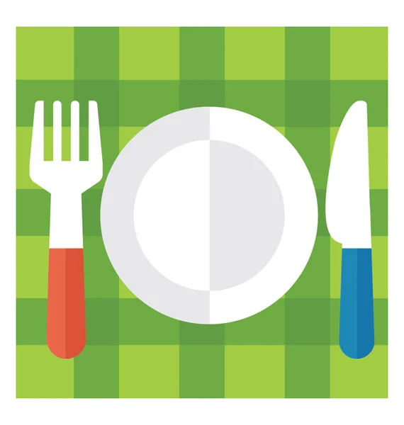 Tableware Dinner Flat Icon — Stock Vector