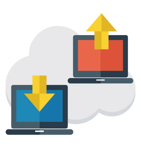 Flaches Detailliertes Symbol Des Cloud Netzwerks — Stockvektor