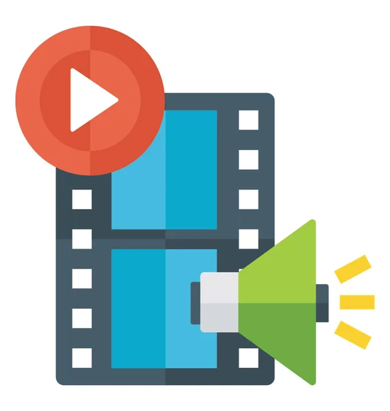 Flat Vector Icon Video Promotion — Stock Vector