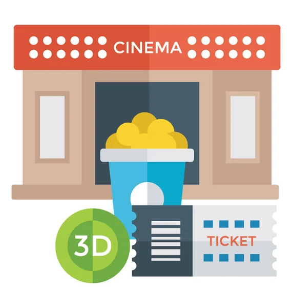 Ícone Vetorial Detalhado Plano Cinema —  Vetores de Stock