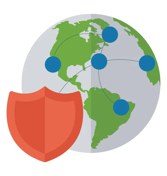 Icône Détaillée Plate Une Cybersécurité Mondiale — Image vectorielle