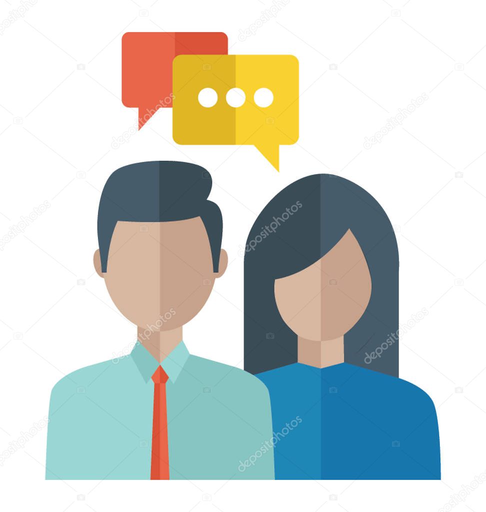 Flat detailed icon of conversation. 