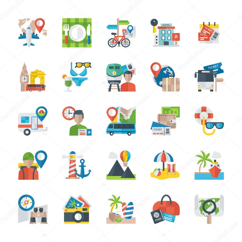 Flat Icons Of Travelling 