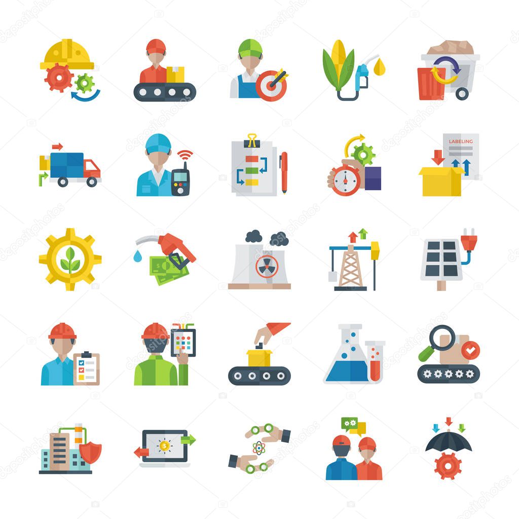 Industrial Management Flat Icons 