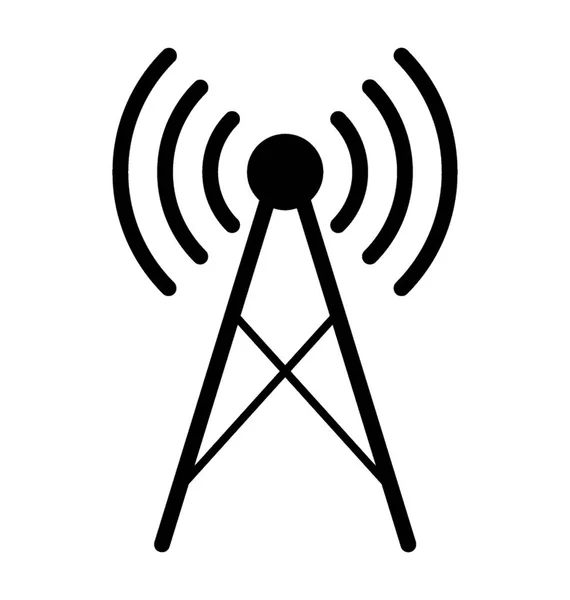 Rádio Torre Glifo Ícone Vetor — Vetor de Stock