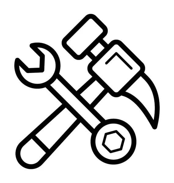 Hammer Spanner Line Icon — Stock Vector