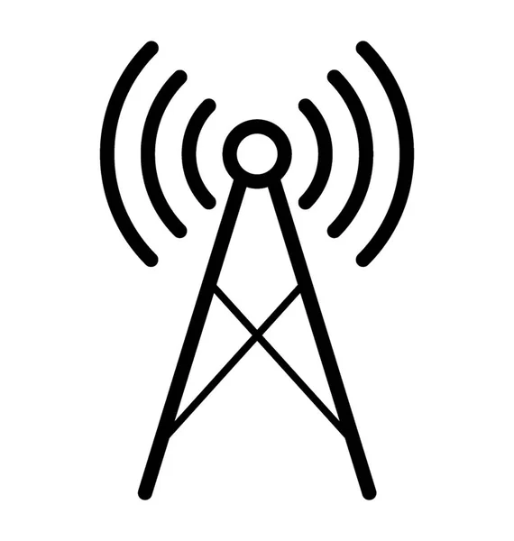 Rádio Torre Vetor Ícone Linha — Vetor de Stock