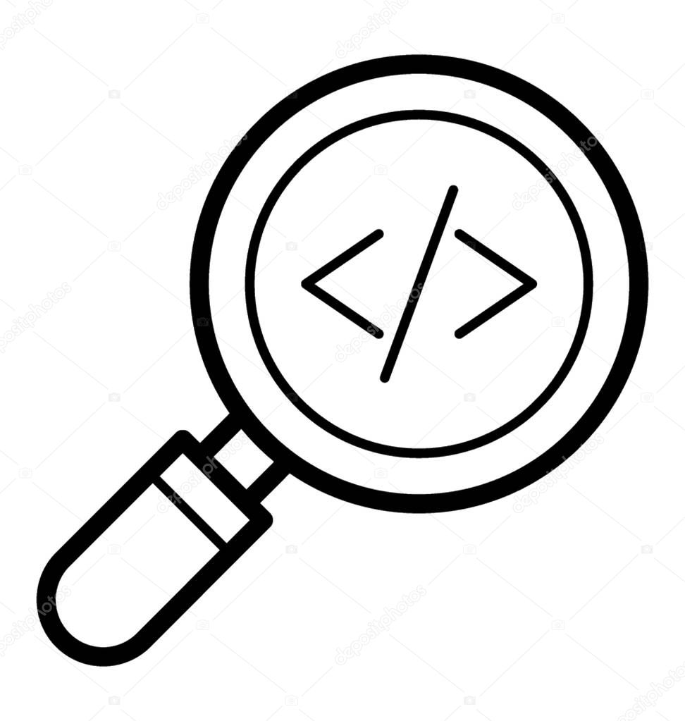 Coding search line icon vector 