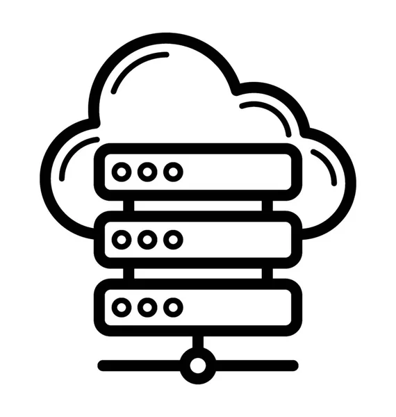 Icona Linea Server Dati Cloud — Vettoriale Stock