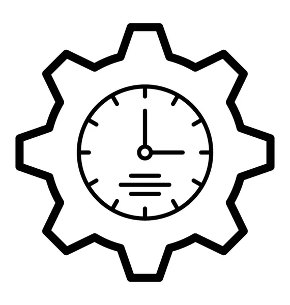 Gear Ρολόι Γραμμή Εικονίδιο Διάνυσμα — Διανυσματικό Αρχείο