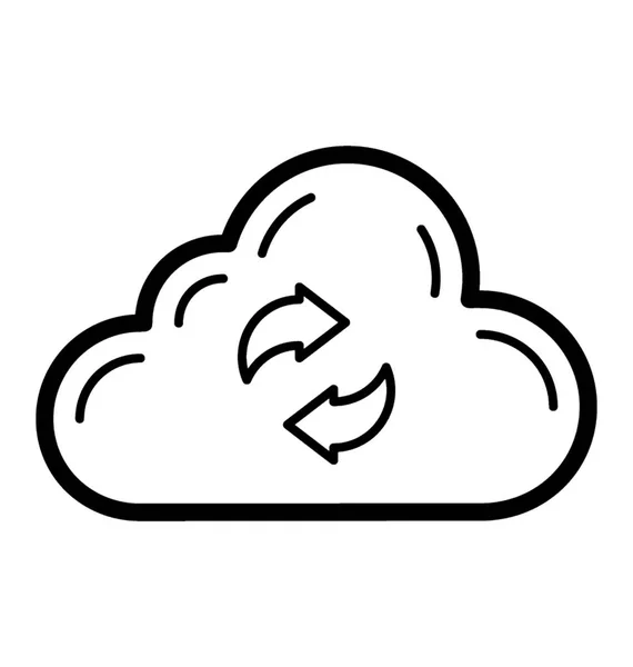 Nube Sincronización Datos Línea Icono Vector — Vector de stock