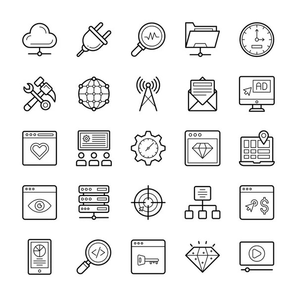 Web Seo Hat Icons Set — Stok Vektör