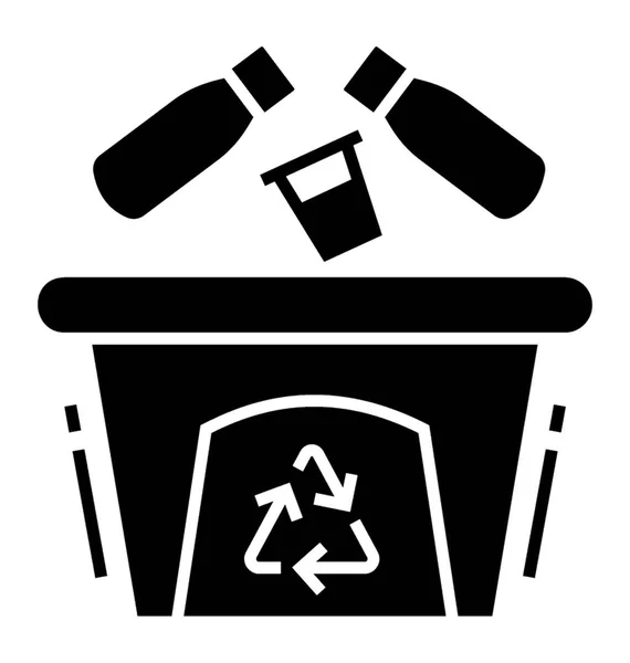 Lixo Bin Ícone Sólido — Vetor de Stock
