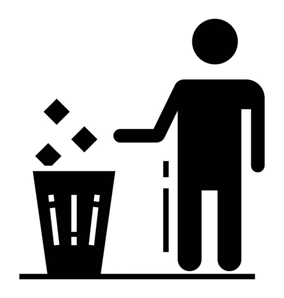 Lixo Bin Ícone Sólido —  Vetores de Stock