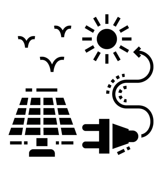Solenergi Energi Glyph Ikonen Vektor — Stock vektor