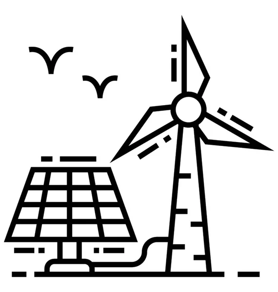 風力エネルギーラインのアイコン — ストックベクタ
