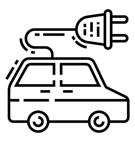 Απαιτητός Αυτοκίνητο Ηλεκτρικό Αυτοκίνητο Εικονίδιο Γραμμή — Διανυσματικό Αρχείο