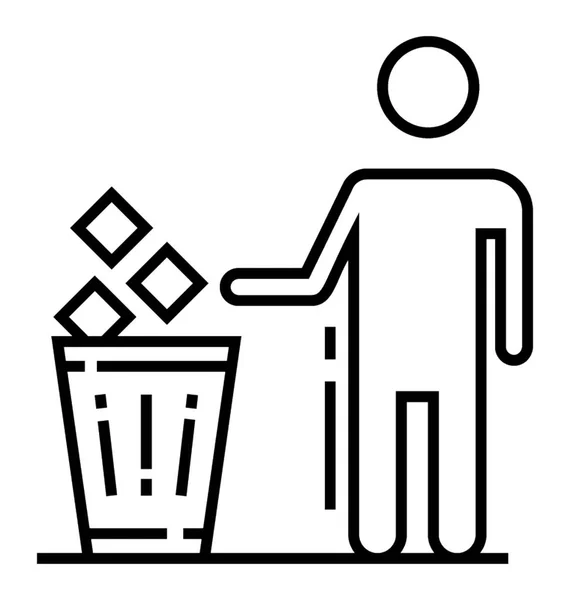 Trash Bin Line Icon — Stock Vector