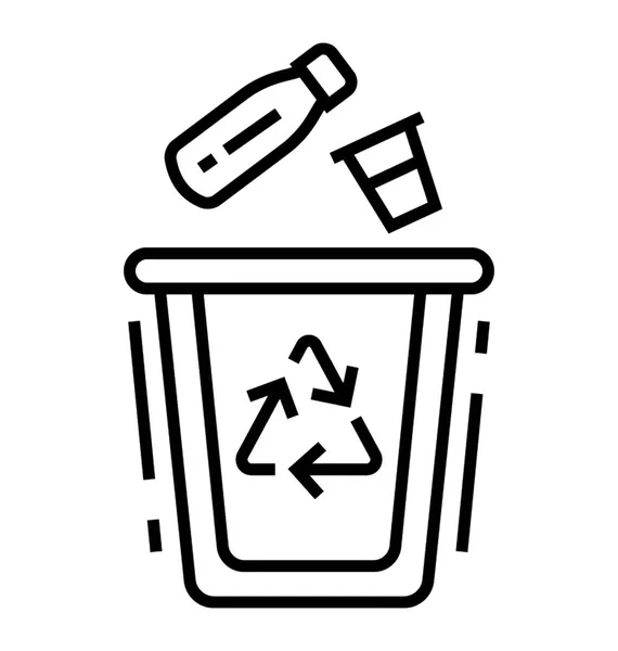 Ανακυκλώστε Εικονίδιο Γραμμής Κάδο — Διανυσματικό Αρχείο