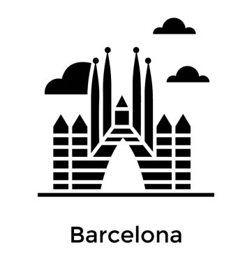 Barcellona katı simge vektör 