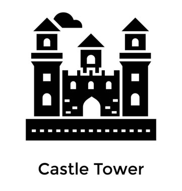 Kale kule glif simgesi tasarım 