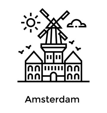 Amsterdam satırı simgesi tasarım 